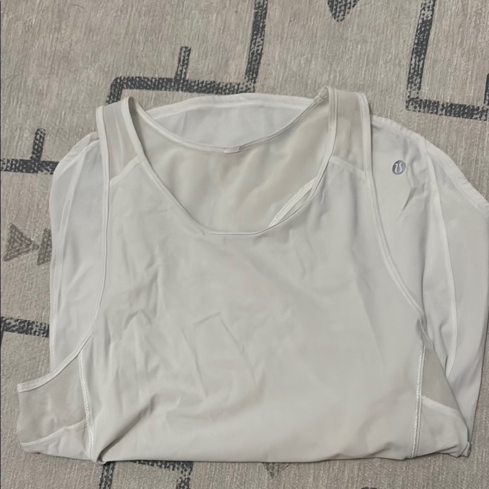 Lululemon Athletica White Asymmetrical Cut Out Tank Top